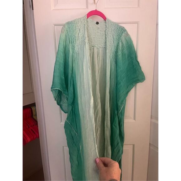 Free People Ombré Green Short Sleeve Duster - Picture 5 of 9